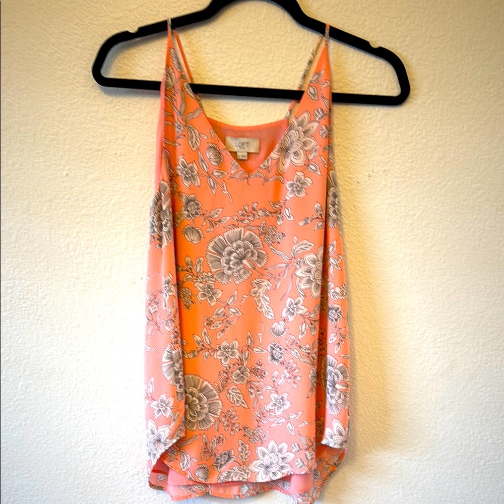 LOFT Pink Floral Tank Top - Flowy and Flattering! (S)